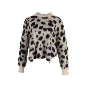 Hugo Boss Fellyna Jacquard Animal Print Sweater in Beige and Black Nylon